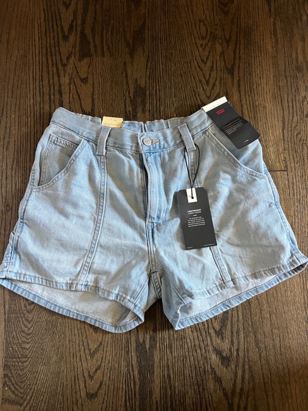 Levi’s lightweight linen + denim shorts